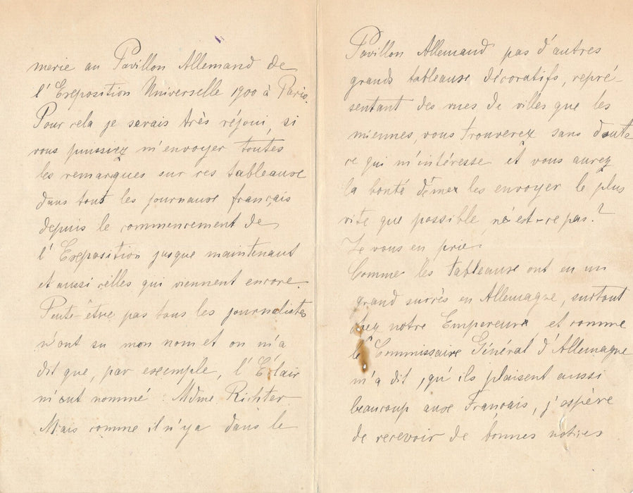 Grete WALDAU 2 lettres autographes signées Exposition universelle Paris presse