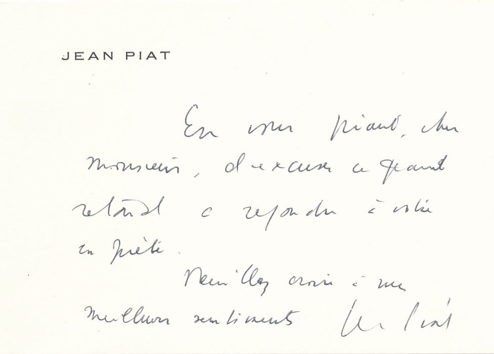 Jean PIAT théâtre carte autographe signée