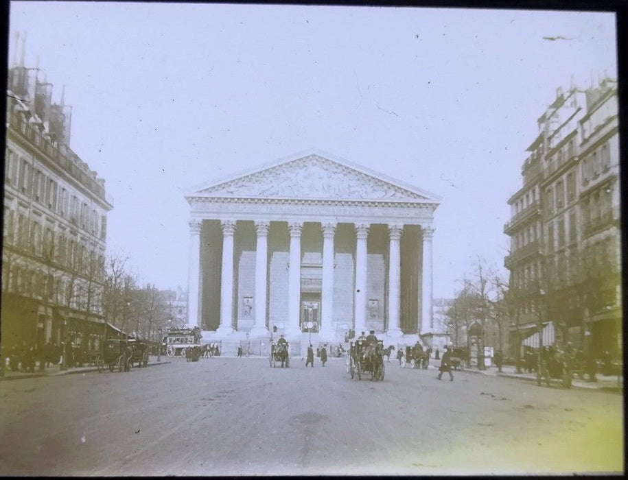 Paris la Madeleine église Positif sur plaque de verre 1902 photographie