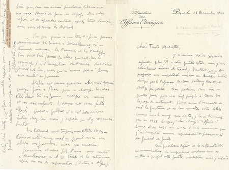 A. LEDOUX diplomate Amérique du Sud De Gaulle lettre autographe Vallery Radot