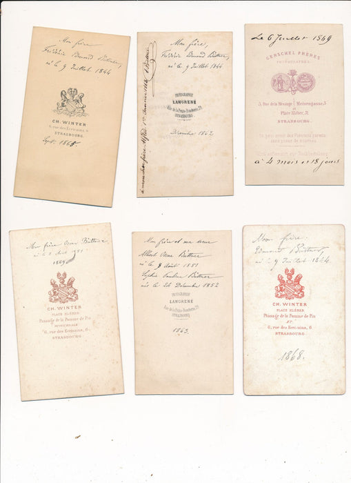 Strasbourg Famille BÜTTNER 13 photos cdv légendes Edmond Oscar Pauline Jennie...