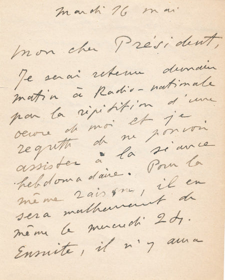 Max d'OLLONE Radio Matinale réunion lettre autographe signée compositeur