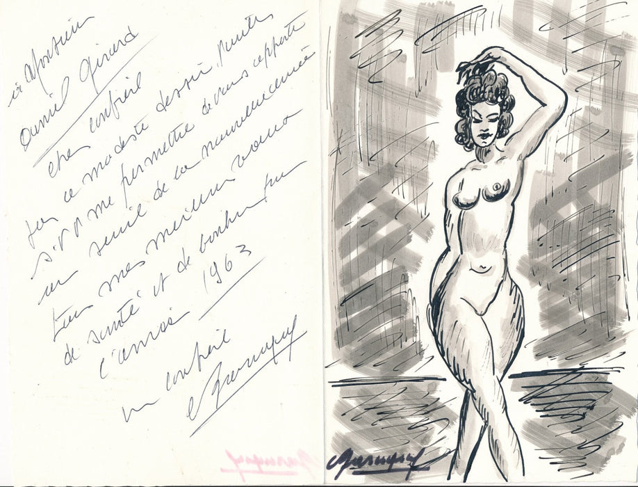 Constant BARUQUE 2 envois autographes avec dessins signés Espagne Limoux