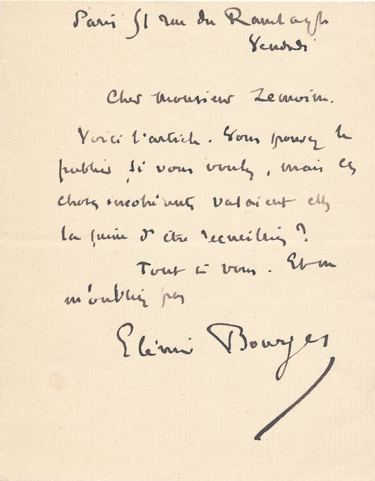 Elemir Bourges 2 lettres autographes signées choses incohérentes ! Goncourt