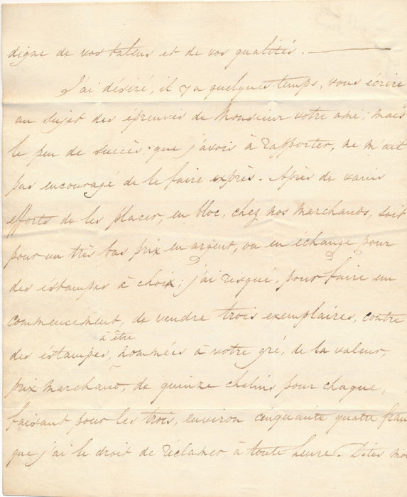 Abraham RAIMBACH graveur lettre autographe Jacques Édouard GATTEAUX