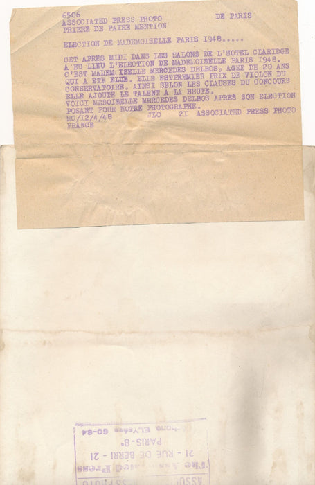 Miss Paris 1948 photo photographie concours beauté