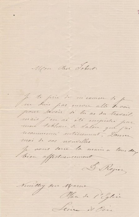 peintre Dominique Hubert ROZIER 3 autographe signées à Jobert broderie Lyon