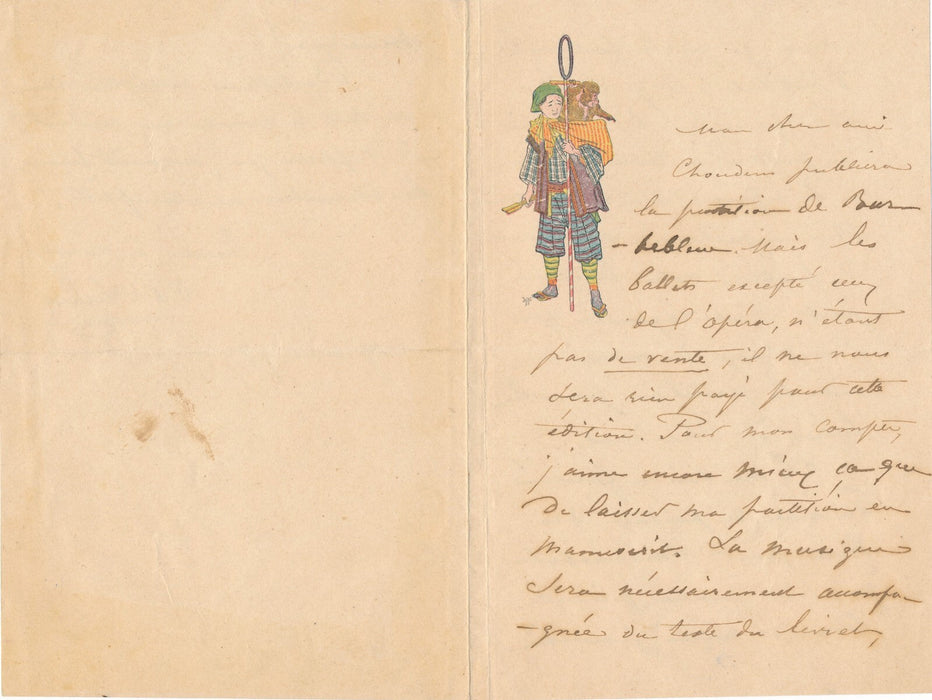 Charles LECOCQ compositeur lettre autographe signée Richard O Monroy  Barbe Bleu