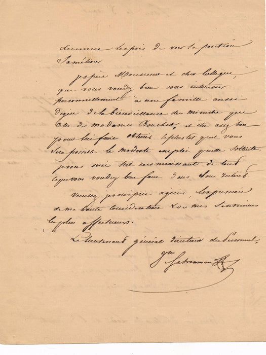 Jean Paul Adam Schramm général Empire lettre autographe signée demande tabac