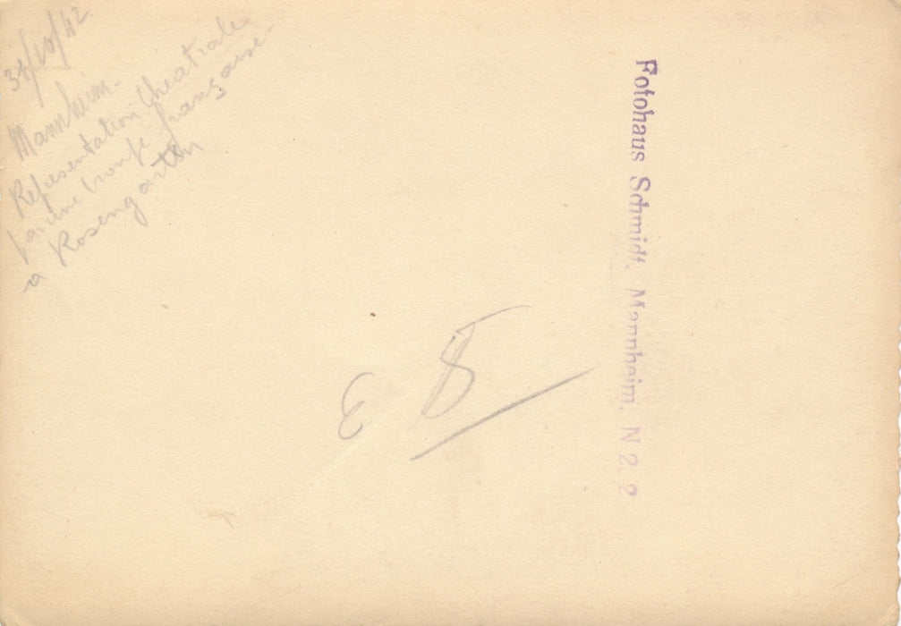 1942 Chanteuse française militaire Rosengarten Mannheim photo époque cachet