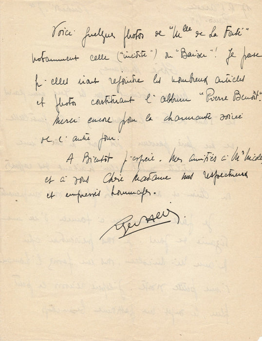 Cinéma Roger Dallier manuscrit signé 15 pages sur les chats Colette non réalisé
