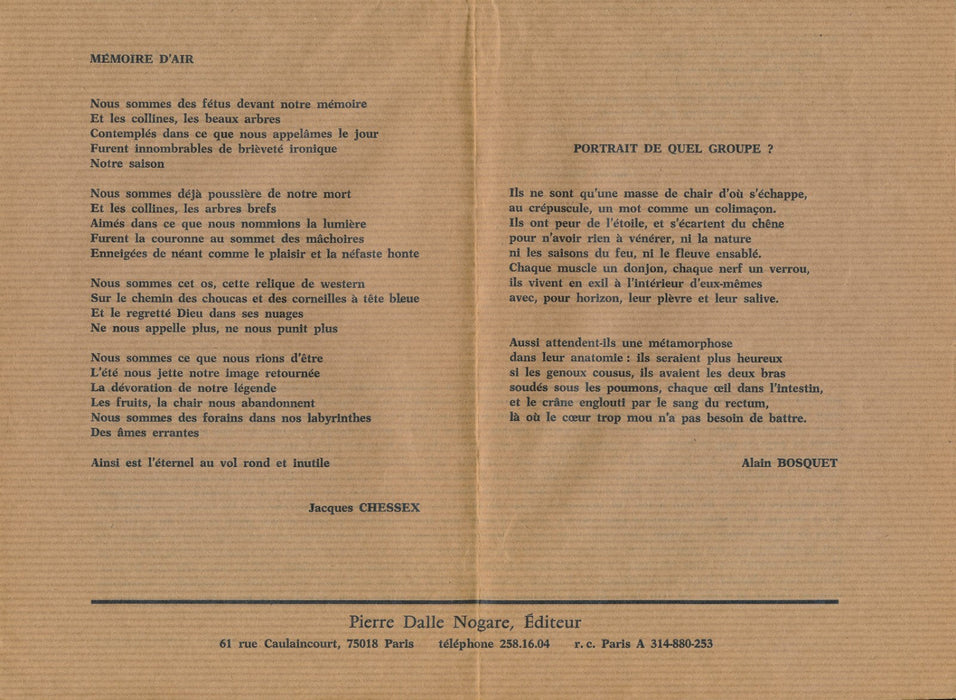 Skoria, Inédits 1979, Microclimats 3 revues de poésie poète