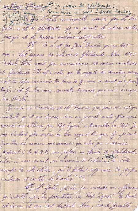 André Reybaz (1922-1989), acteur Michel de Ghelderode mise au point théâtre