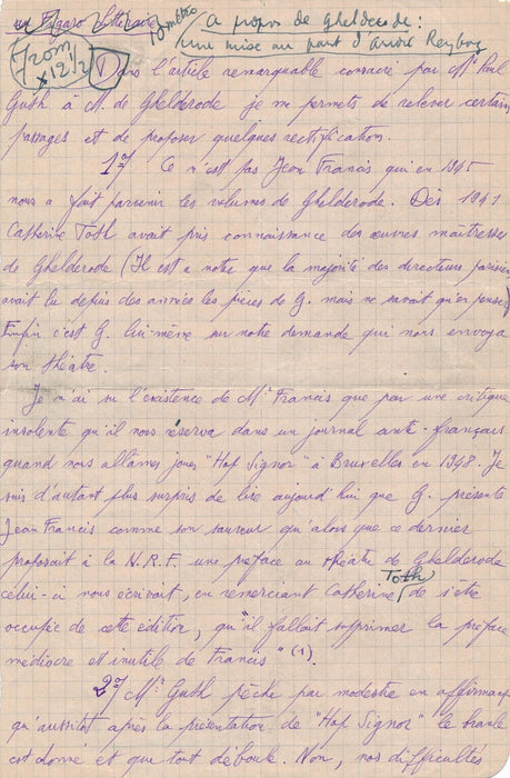 André Reybaz (1922-1989), acteur Michel de Ghelderode mise au point théâtre