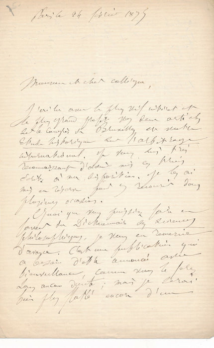 Adolphe FRANCK Lettre autographe signée à Jules Clère Dictionnaire des sciences 