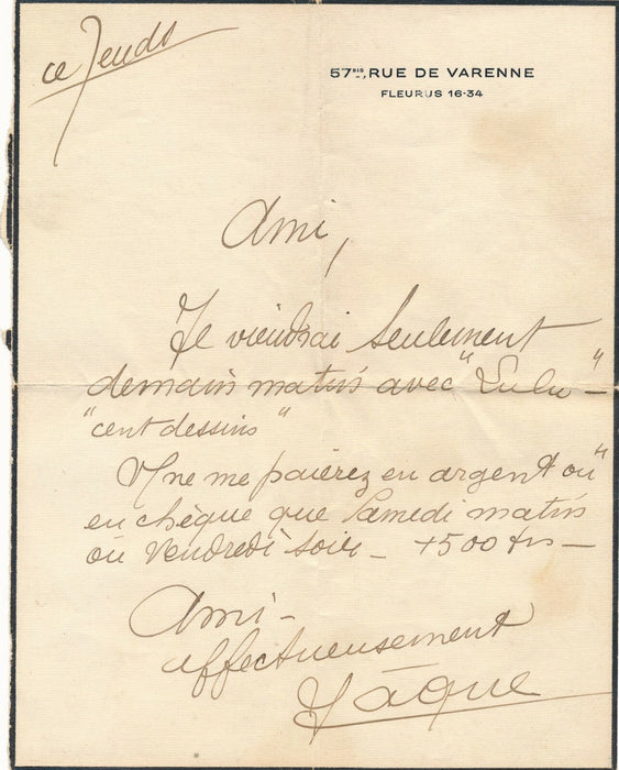 JAQUELUX Lucien correspondance 10 lettres avec Félicien CHAMPSAUR