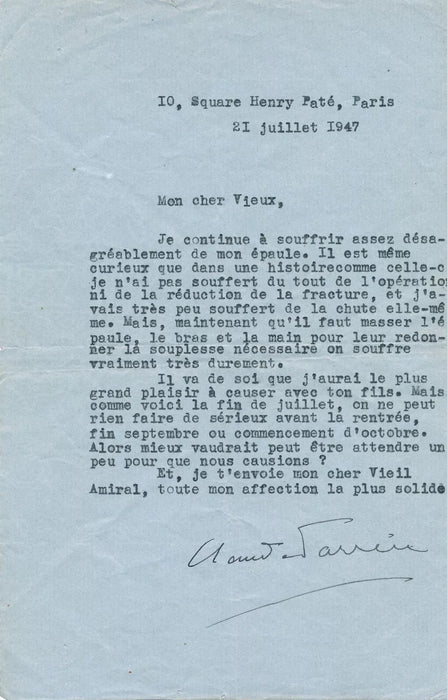 intéressant Lot Claude Farrère Farrere 4 lettres 3 dédicaces autographe