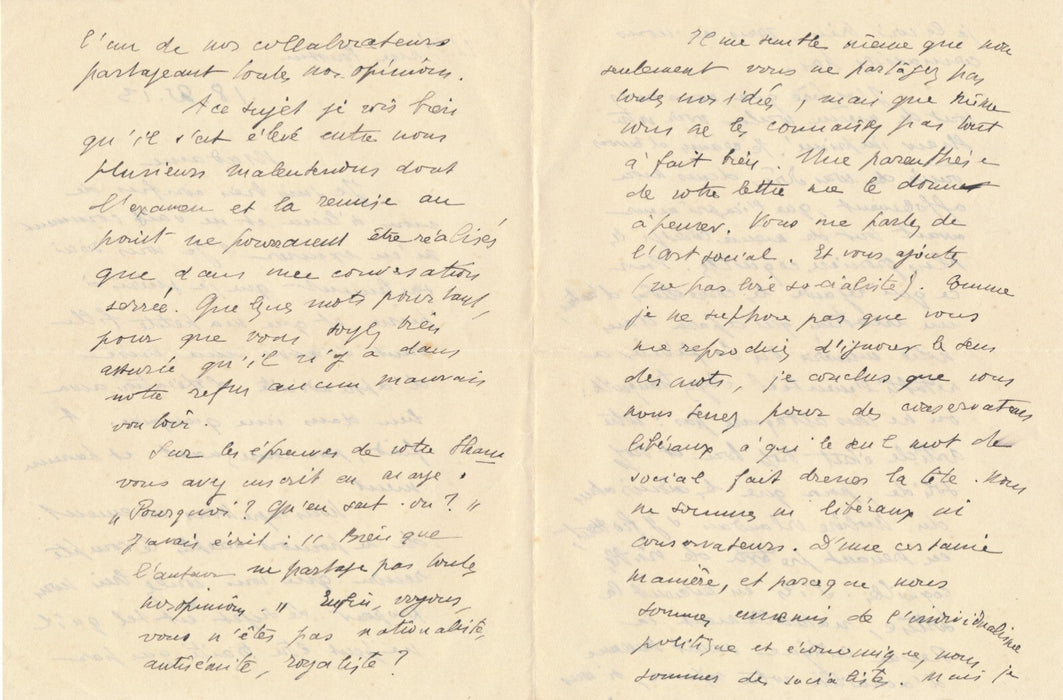 Eugène MARSAN précise ses idées politiques 2 lettres autographes signées Maurras