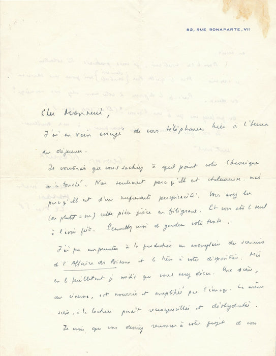 cinéma Georges NEVEUX lettre autographe signée Affaire de poisons film