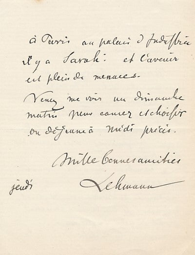 Henri LEHMANN 3 lettres autographes signées sur Repos, Ventura Sarah Tobie