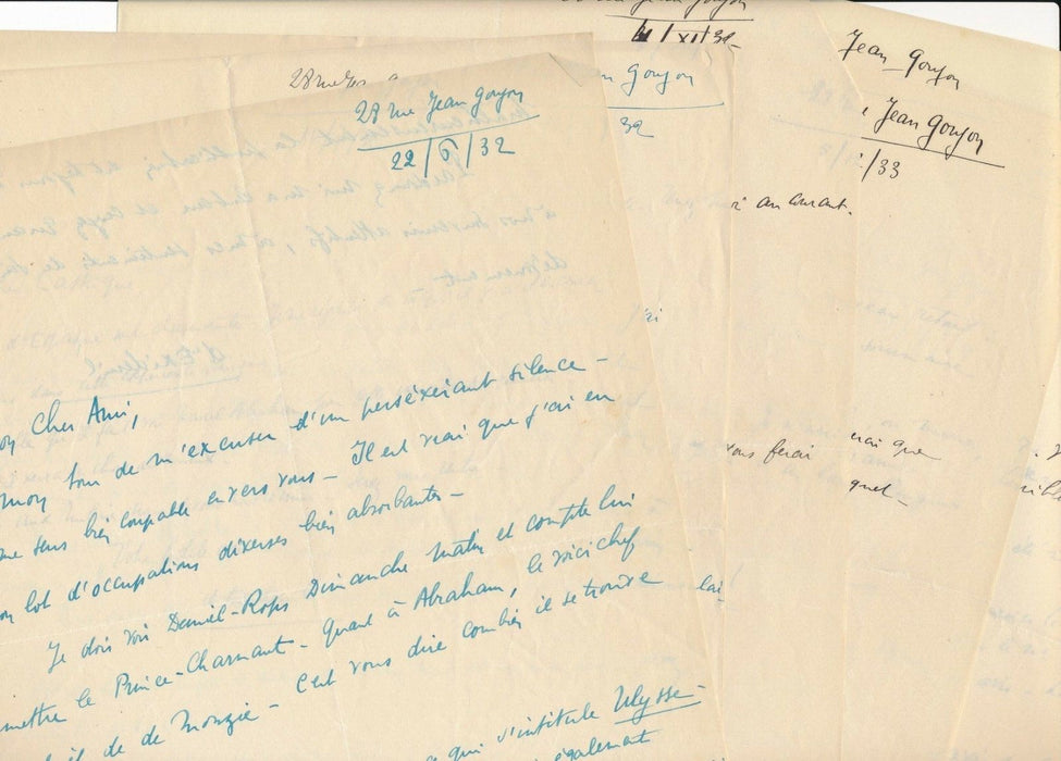 14 lettres correspondance Pierre d EXIDEUIL à J. Lassaigne Rops Abraham