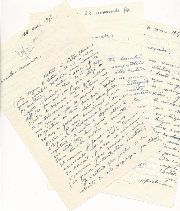 Graveur Gaston NICK-PETRELLI 3 lettres autographes 1 CAS Corse Ceton Orne