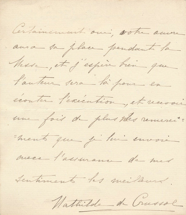 Mathilde de CUSSOL, duchesse lettre autographe signée à acteur Frédéric Febvre 