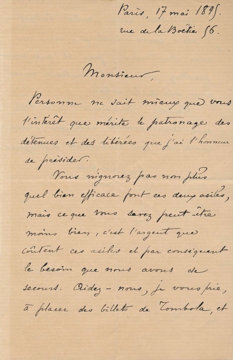 Henriette GUIZOT DE WITT lettre autographe signée prison femmes détenues