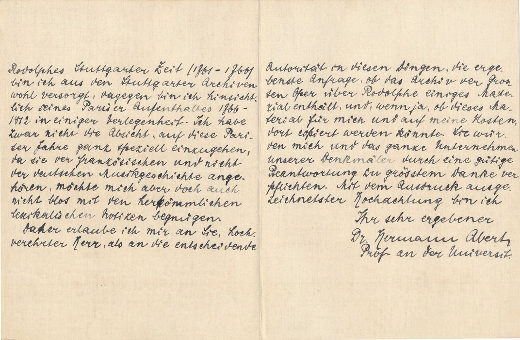 Hermann ABERT musique 5 lettres autographes signées Jommelli  Rodolphe Allemagne