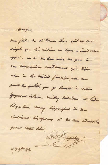 DUPATY à Joseph SAMSON Vous faites de si bonnes élèves lettre autographe