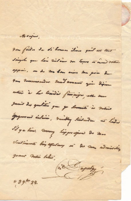 DUPATY à Joseph SAMSON Vous faites de si bonnes élèves lettre autographe