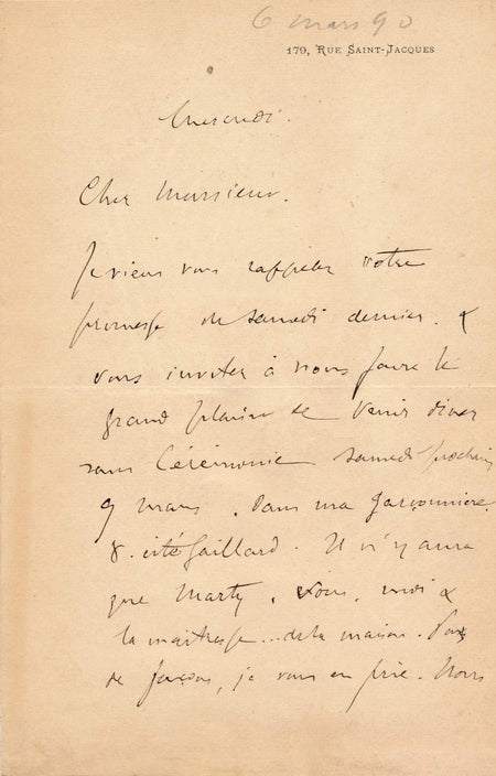 compositeur Docteur Blondel lettre autographe signée garçonnière Malherbe 