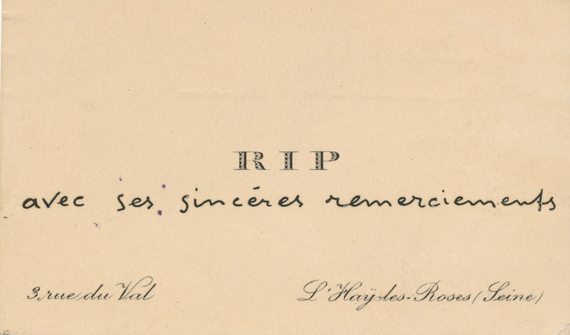 RIP 1884-1941 Georges Gabriel Thenon chansonnier... carte de visite autographe