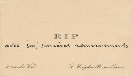 RIP 1884-1941 Georges Gabriel Thenon chansonnier... carte de visite autographe