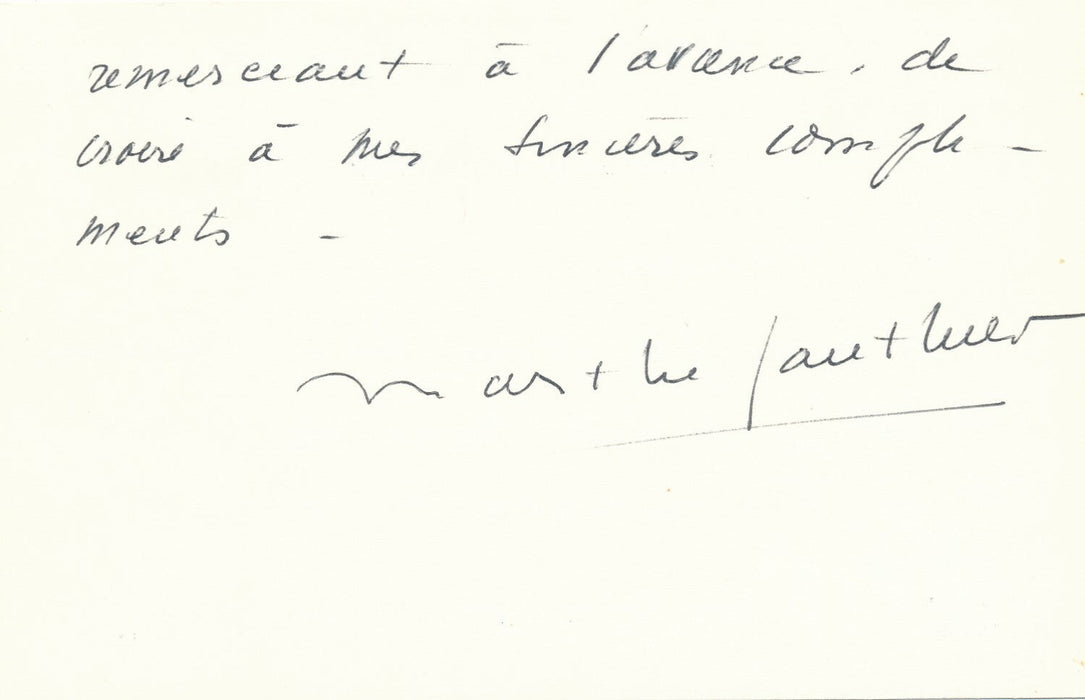 Marthe GAUTHIER carte ET lettre autographe signée : ouvrage princesse Gonzague