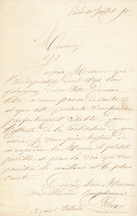 le marchand François Paul EVANS  attend une momie ! lettre autographe signée