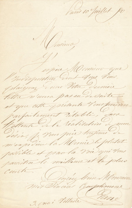 le marchand François Paul EVANS  attend une momie ! lettre autographe signée