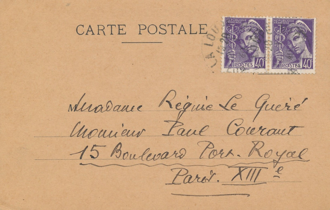 Auguste VILLEROY poète dramaturge carte autographe à Paul-Courant guerre