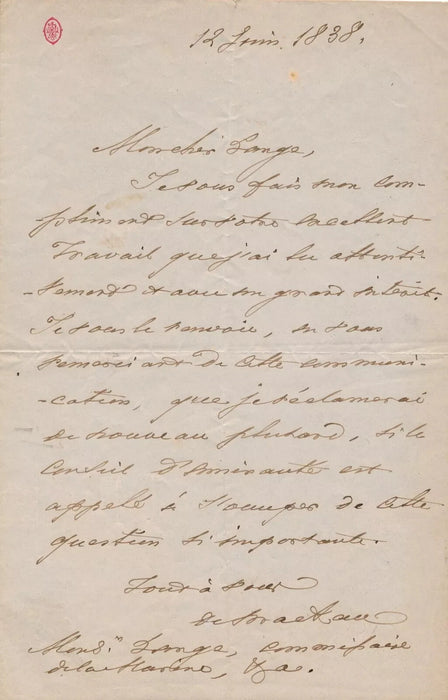 Militaria marine Amiral MACKAU bel ensemble 6 lettres autographes signées