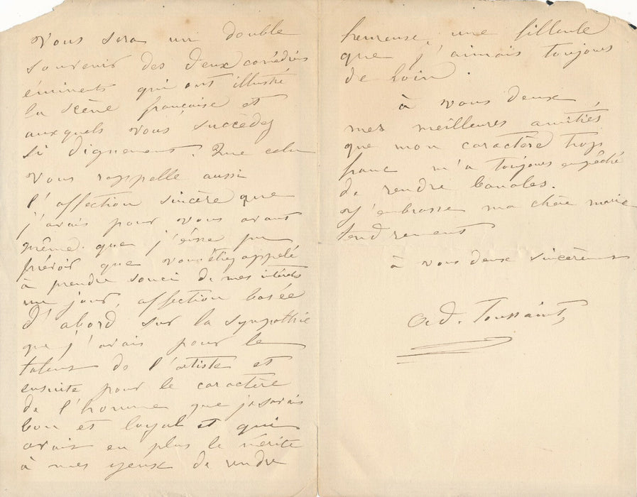 Adèle TOUSSAINT SAMSON femme lettre 4 lettres autographes signées à F. FEBVRE