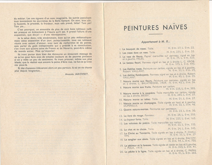 Anatole JAKOVSKY 2 brochures ventes publiques détaillées Boisgirard 1948 1953