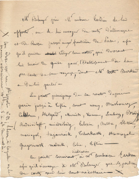 Sur Charles Paulus BÉLANGER Voyages Inde orientales 2 lettres botaniste Belanger