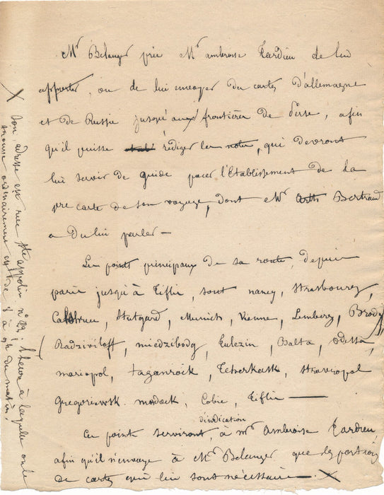 Sur Charles Paulus BÉLANGER Voyages Inde orientales 2 lettres botaniste Belanger