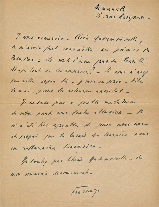 Théâtre Pierre FRESNAY (1897-1975), acteur poésie lettre autographe Polabes 