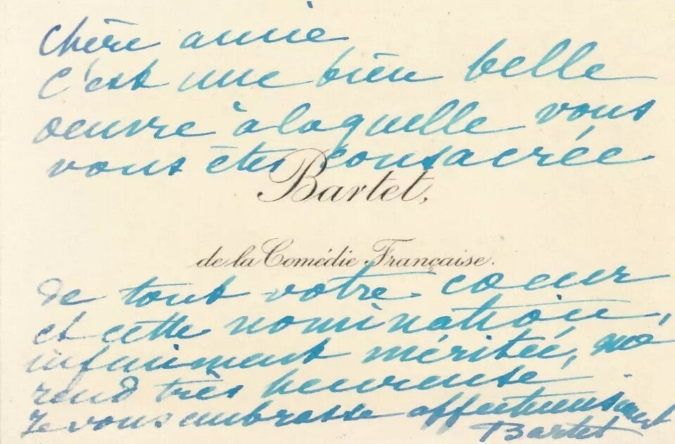 Julia BARTET comédienne 11 cartes et 2 lettres autographes bel ensemble !