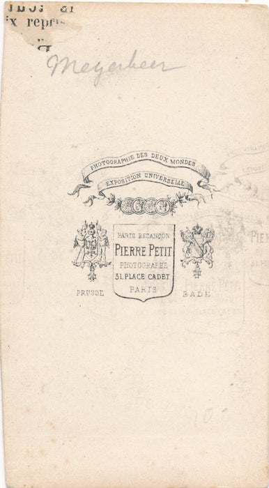 Giacomo MEYERBEER carte visite albumine Pierre Petit musicien photo photographie