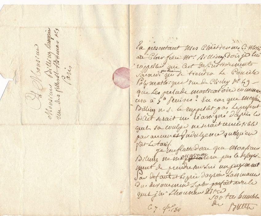 BUTET DE LA SARTHE amusante lettre sur convocation ecole polymathique lettre