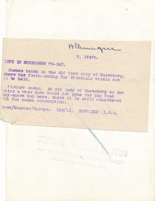 Nuremberg IIIe Reich procès guerre destruction tirage argentique époque presse