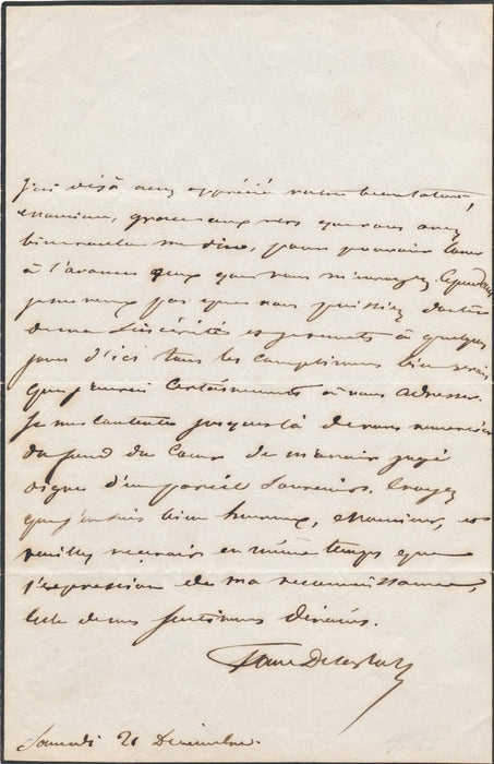 Paul DELAROCHE remercie un poète BELLE lettre autographe signée