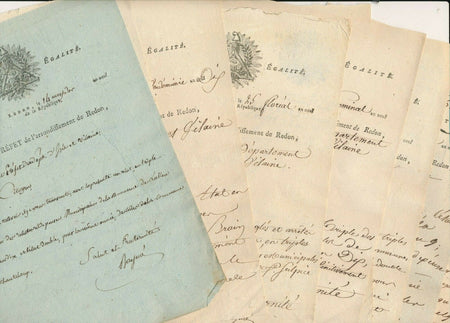 R.-P. BAYME s. préfet Redon 9 lettres signées des communes Ille Vilaine 1800